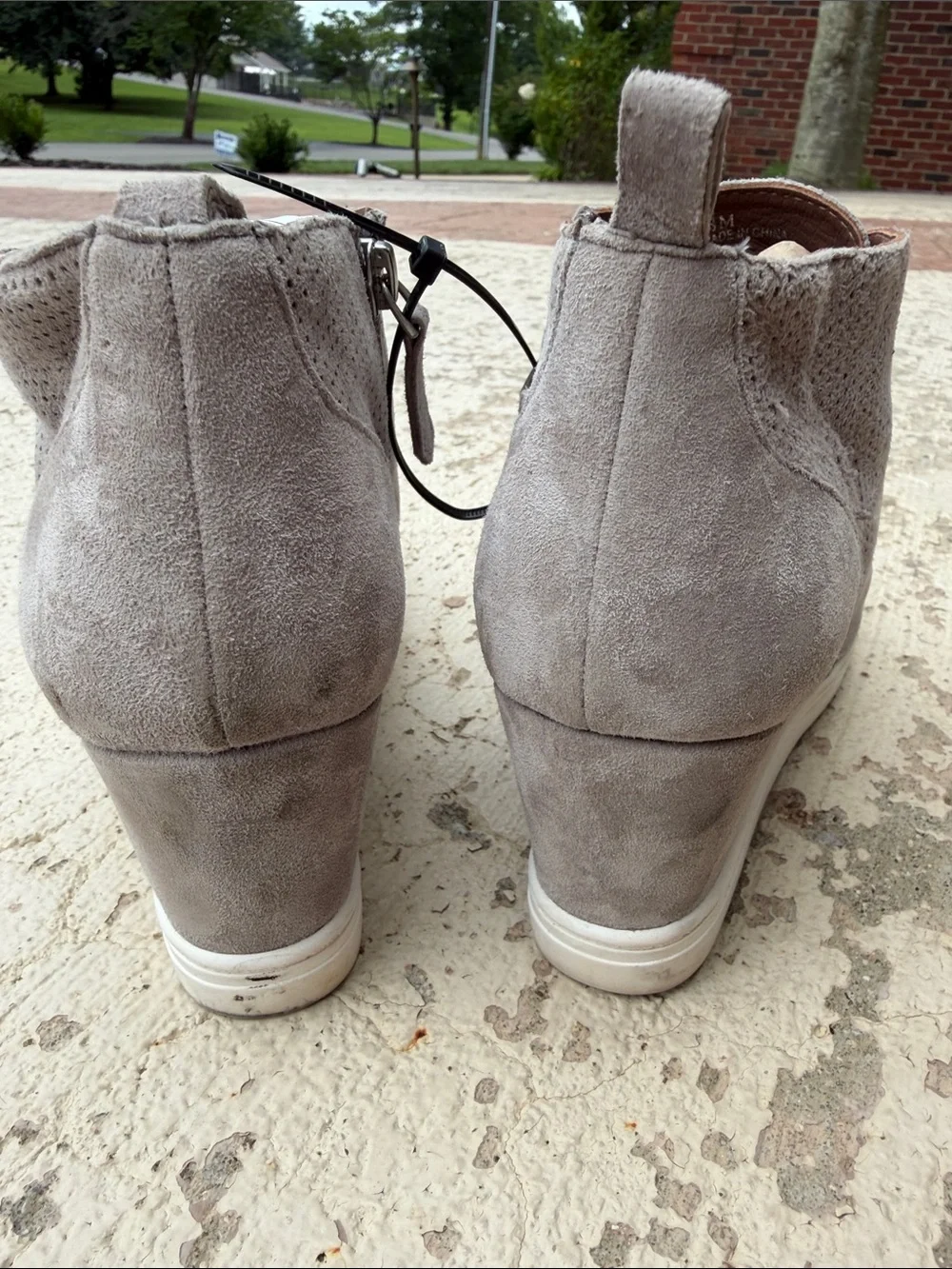 Paolo Gray Perforated Suede Wedge Sneakers
